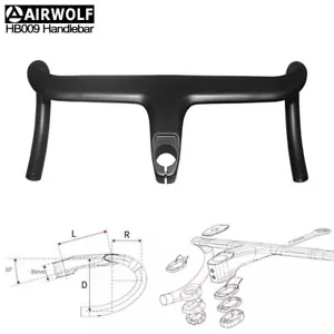 AIRWOLF T1100 Carbon Fiber Drop Bar Integrated Aerobars Road Bike Handlebar 28.6 - Picture 1 of 18