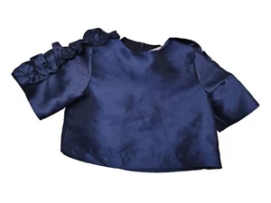 Mama Luma Girls Navy Blue Blouse Top Sz 7-8 Brand New Ruffled Shoulder Lacivert - Picture 1 of 10