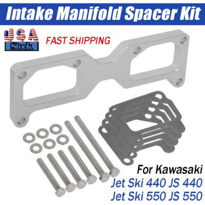 44/46mm Carb Intake Manifold Spacer Kit For Kawasaki JS440 JS550 Jet Ski 550 SX - Image 1 of 4