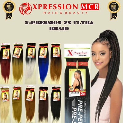Feme X-Pression 2X Ultra Braid Pre-Stretched Hair Kanekalon 46" Inch UK Seller