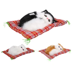 Simulation Animal Doll Stuffed Toys Plush Sleeping Cat Toy With Sound Kids Gift - Picture 1 of 7