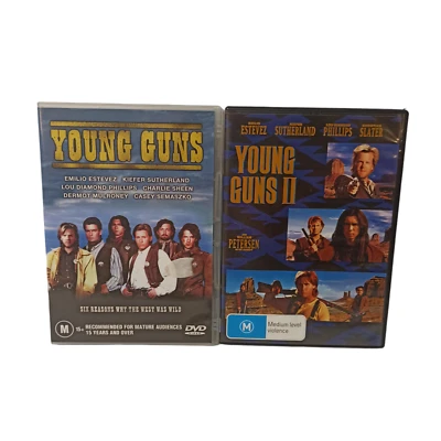 Young Guns 1 2 (DVD 1988) Película Acción Drama Western Country Crimen Robbery Gang Foto 1 de 4