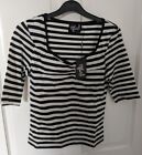 Hell Bunny Warlock Top White And Black Stripe - Medium / Uk 12 - New With Tags