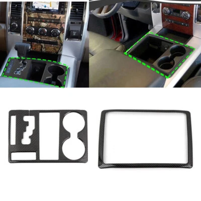 Gear Shift Cup Holder Cover Trim Bezel For Dodge Ram 1500 2010-2012 Carbon Fiber Foto 1 de 4