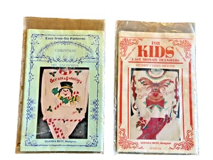 2 Christmas Iron-On Transfers Pattern Glenda Betz Designer Snowman Moose Vtg 90s - Picture 1 of 9