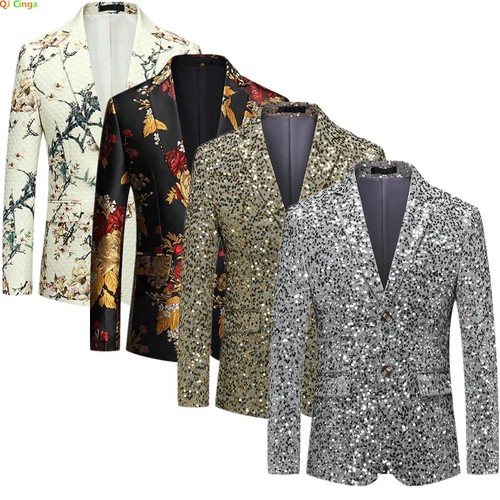 VETEMENTS Tuta uomo moda paillettes giacca slim fit cappotto outwear matrimonio festa abiti