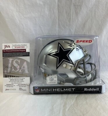 Jay Novacek Hand Signed Autographed Dallas Cowboys Mini Helmet JSA & PIA COA - Image 1 of 4