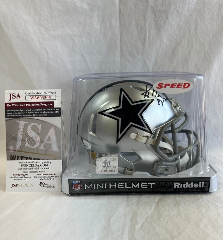 Jay Novacek Hand Signed Autographed Dallas Cowboys Mini Helmet JSA & PIA COA - Image 1 of 4
