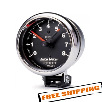 Auto Meter 2895 Traditional Chrome 3-3/4" Pedestal Tachometer Gauge, 0-8000 RPM - Image 1 of 3