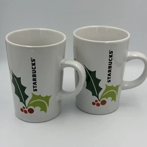 Tazza da caffè Starbucks 2011 tazza da tè Holly Berry 10,6 once Natale vacanze set di 2 - Foto 1 di 5