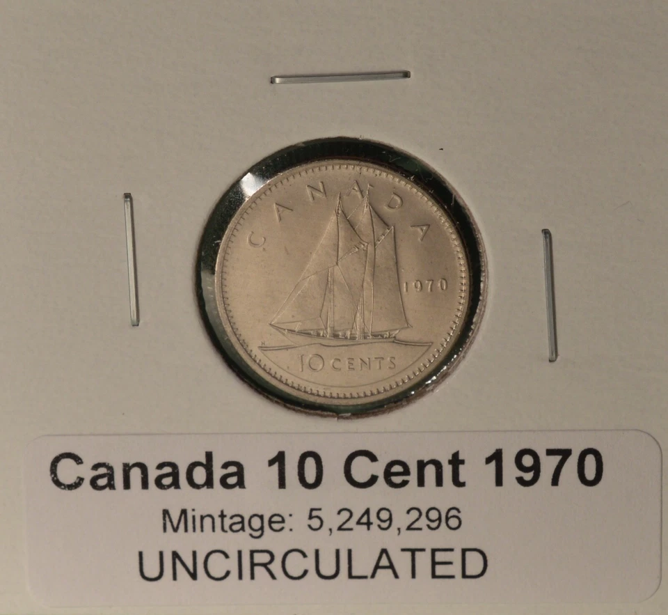 1970 Canada Dime - UNCIRCULATED - from original mint roll - LOW MINTAGE KEY DATE - Image 1 of 1