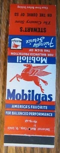STEWART'S MOBIL GAS STATION 1940s MATCHBOOK MATCHCOVER -E15 - Picture 1 of 2