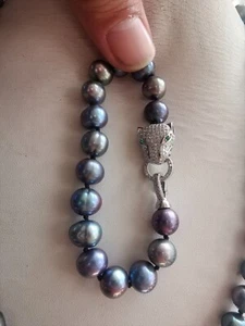 Pulsera Perla Negra Tahitiana Natural AAA 10-11mm 925S - Imagen 1 de 3