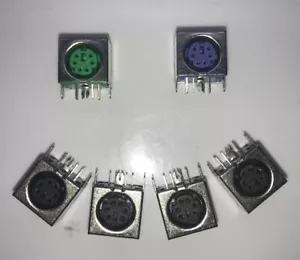 PS/2 PCB female connectors sockets GREEN and PURPLE and BLACK - Picture 1 of 1