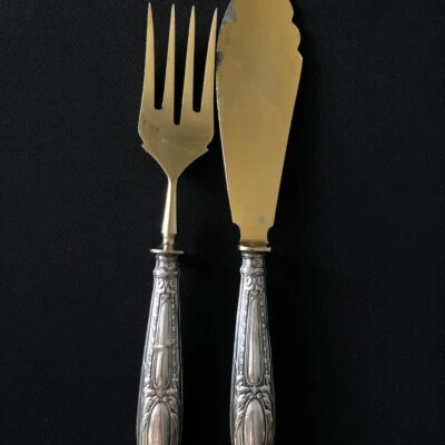 Juego de tenedores de cuchillos para tallar carne vintage Italia 800 plata de ley elegante firmado Foto 1 de 4