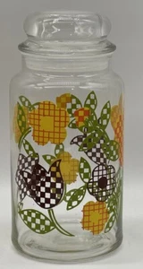 Vintage Hazelware Gingham Canister Garden Flower Jar Checkered Floral Retro MCM - Picture 1 of 8