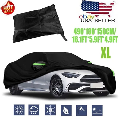 Full Car Cover UV Snow Dust Rain Resistant Protection Black For Mercedes-Benz - Imagem 1 de 4