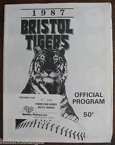 1987 Bristol Tigers Baseball Program with Home Run Derby Ticket - Picture 1 of 3
