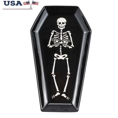 Bandeja para servir en forma de ataúd de Halloween loza golosinas espeluznantes suministros de fiesta EE. UU. Foto 1 de 4