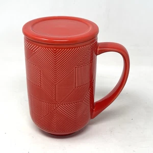 DAVIDsTEA Nordic Coffee Red Holly Mosaic Geometric Design Modern Textured 16 oz - Picture 1 of 16