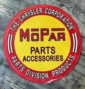 Mopar Parts & Accessories 12" Diameter Embossed Steel Licensed Sign Made In USA - Picture 1 of 2