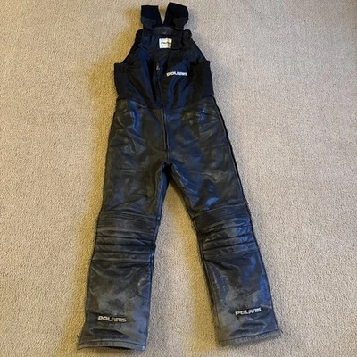Vintage Polaris Snowmobile Bibs , Mens Medium  Cowhide Leather Hein Gericke  - Image 1 of 4