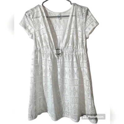 Tropical Escape Blanco Traje De Baño Encubrimiento Vestido Traje De Baño Talla S Foto 1 de 4