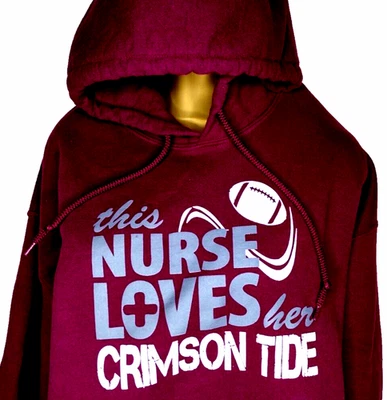 GILDAN This Nurse Loves Alabama Crimson Tide Football Hoodie Pre-Shrunk Womens L - Image 1 of 4