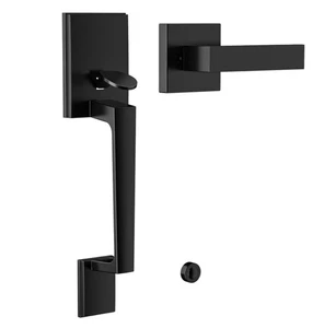 Manija de puerta delantera entrada exterior paso interior negro mate sin bloqueo - Imagen 1 de 5