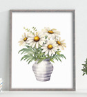 Daisies Print, Botanical Art Print, Daisies in a Vase, Floral Wall Art Decor
