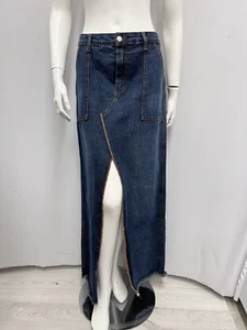 JPG Jeans Jean Paul Gaultier langer Rock blau sehr hohe Schlitze vorne & hinten I44 10 - Bild 1 von 7