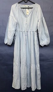 Levi’s Woman Denim Dress M Light Blue Relax Fit Draw-string Waist Balloon Sleeve - Picture 1 of 7