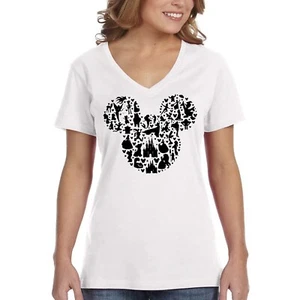 XtraFly Apparel Women's Ears Magic Family Kingdom Vacation Castle V-neck T-shirt - Picture 1 of 8