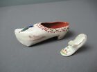 2 Colorful Shoes - Porcelain High Heel Pansy 1 1/2" & Redware Dutch Style - 44