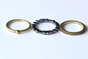 SILPADA Brass Swarovski Destination Stack 3 Ring set~Size 6 or 7~NEW~KRR0091~NWT - Picture 1 of 3