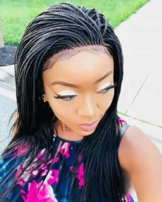 Pelucas delanteras de encaje trenzadas de micro caja de 24 pulgadas para mujer pelucas trenzadas completas con pelo de bebé Foto 1 de 4