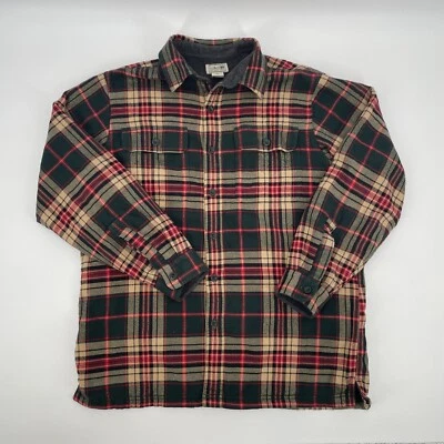 Vintage LL Bean Flannel Shirt Jacket Work Trucker Check Plaid M Fleece Lined EC - Image 1 of 4