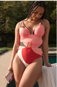 Traje de baño HUTCH Roxy copa moldeada de una pieza con cinturón (talla 2X) - Imagen 1 de 4