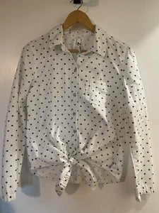 Seven7 Luxe Neuheit Sterne Langarm Gr. S Knopfleiste Bindeband Taille Maritim Preppy - Bild 1 von 10