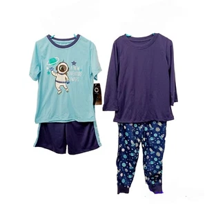 2 Sets Boys SPACE Pajamas-3T-Mix & Match-Blues-Long & Short Bottoms & Sleeves - Picture 1 of 5
