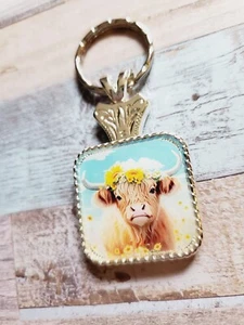 Cute highland Cow Concho Keychain, western keyring, western car accessories - Picture 1 of 3