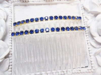 4 mm Color Zafiro AAA Cristal Austriaco Lateral Peine de Pelo Par Royalcore Vacaciones Foto 1 de 4