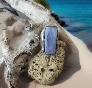 Size 9.5 Kyanite Crystal Gemstone Ring  -925 Silver plated- New ! - Picture 1 of 5