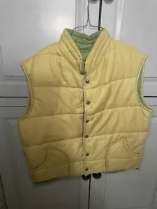 Vintage 1970's Men's Beige & Hunter Green Down Vest Aramis Devin Sporting Sz L - Picture 1 of 7