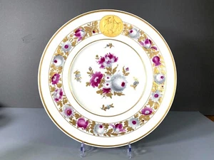 Squisito piatto KPM Berlin 11,5"", dipinto floreale e doratura ornamentale, anni '30 - Foto 1 di 9