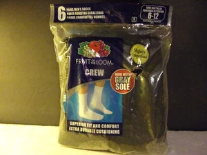 PAR DE CALCETINES CREW FRUIT OF THE LOOM PARA HOMBRE 6 PARES SHOW TALLA 6 - 12 NEGROS - Imagen 1 de 6