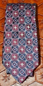 CLUB ROOM Burgundy Navy Blue Gray Overlapping Circles Diamond Octagon Silk Tie - Picture 1 of 3