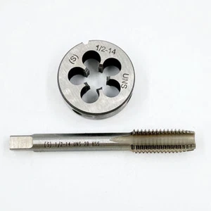 Grifo y troqueles HSS 1/2"-14UNS máquina grifo de rosca + troquel de rosca redonda mano derecha - Imagen 1 de 7