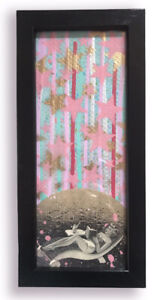 Mixed Media Collage By Pete Reilly THR  “How High The Moon” 11” X 5” Framed Art