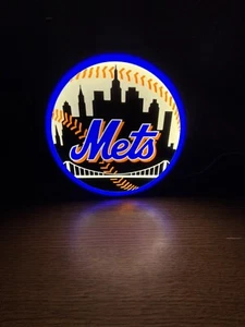 New York Mets 3D Printed Light Box | Man Cave Wall Mount - Picture 1 of 6